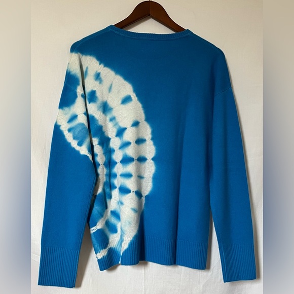 NWOT - HIVE Provincetown 100% Cashmere Tie-Dye Crew Neck Sweater -Blue/White - M - Picture 5 of 9